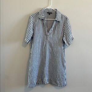 J Crew Striped Collared Linen Dress